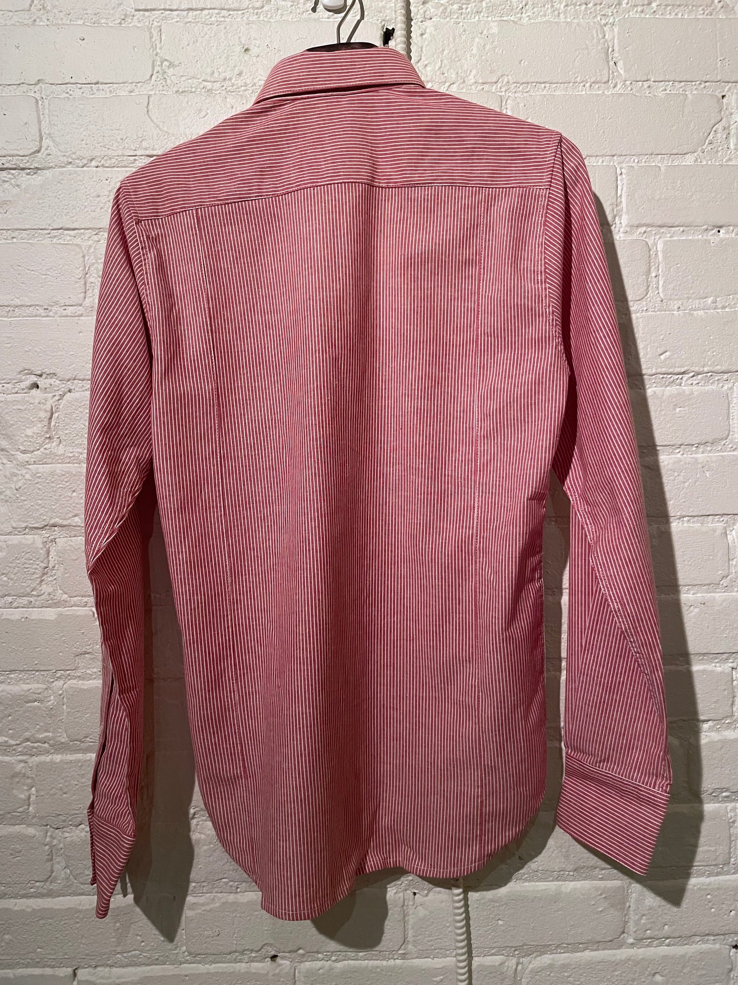 Made in Canada, The Red Pinstripe Vintage Dylan from 18 Waits, a sustainable menswear brand known for vintage-inspired style and rock and roll fashion—an Imogene and Willie alternative focused on quality and character.