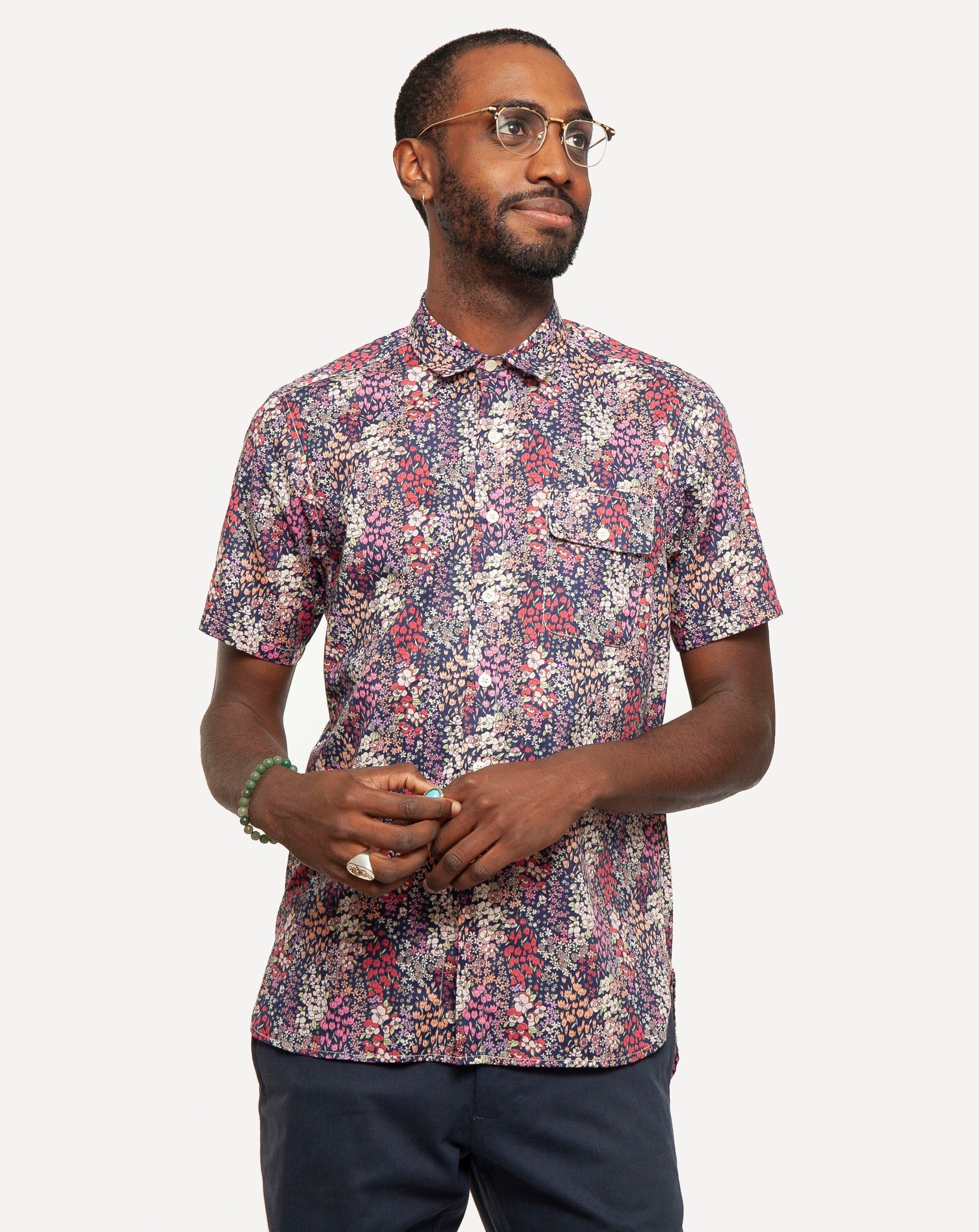 Short Sleeve Neuwirth Shirt | 60's Floral - Navy