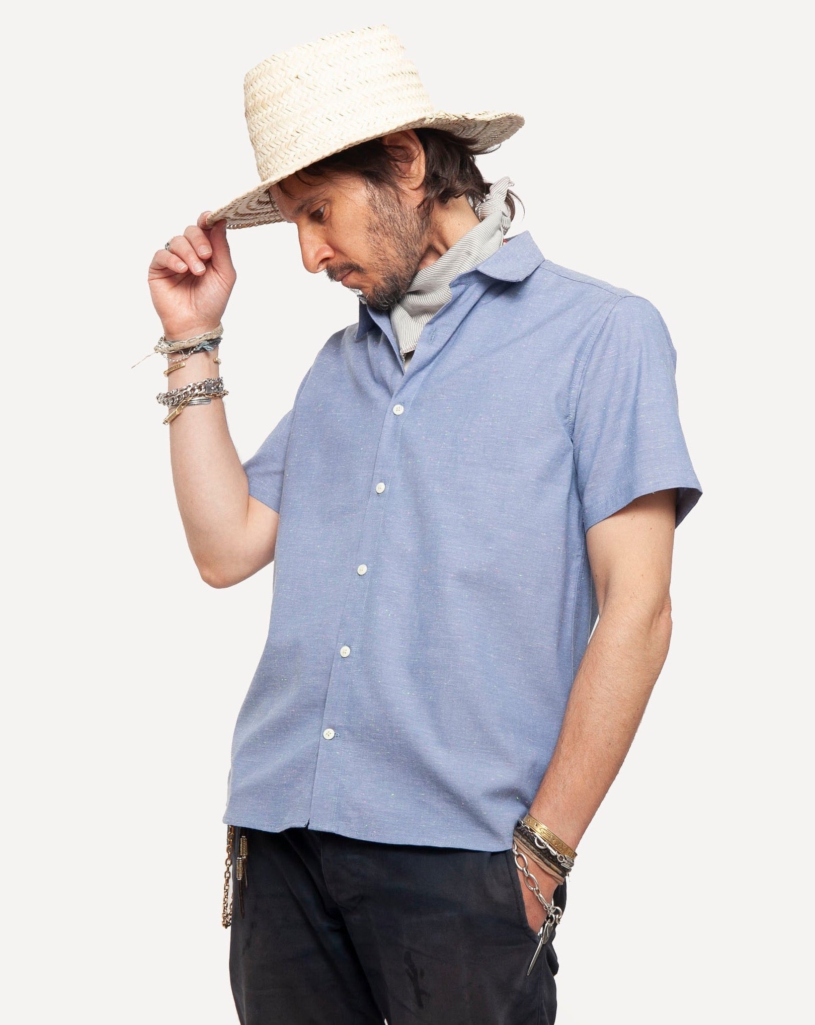 Short Sleeve Dylan Shirt | Blue Fleck