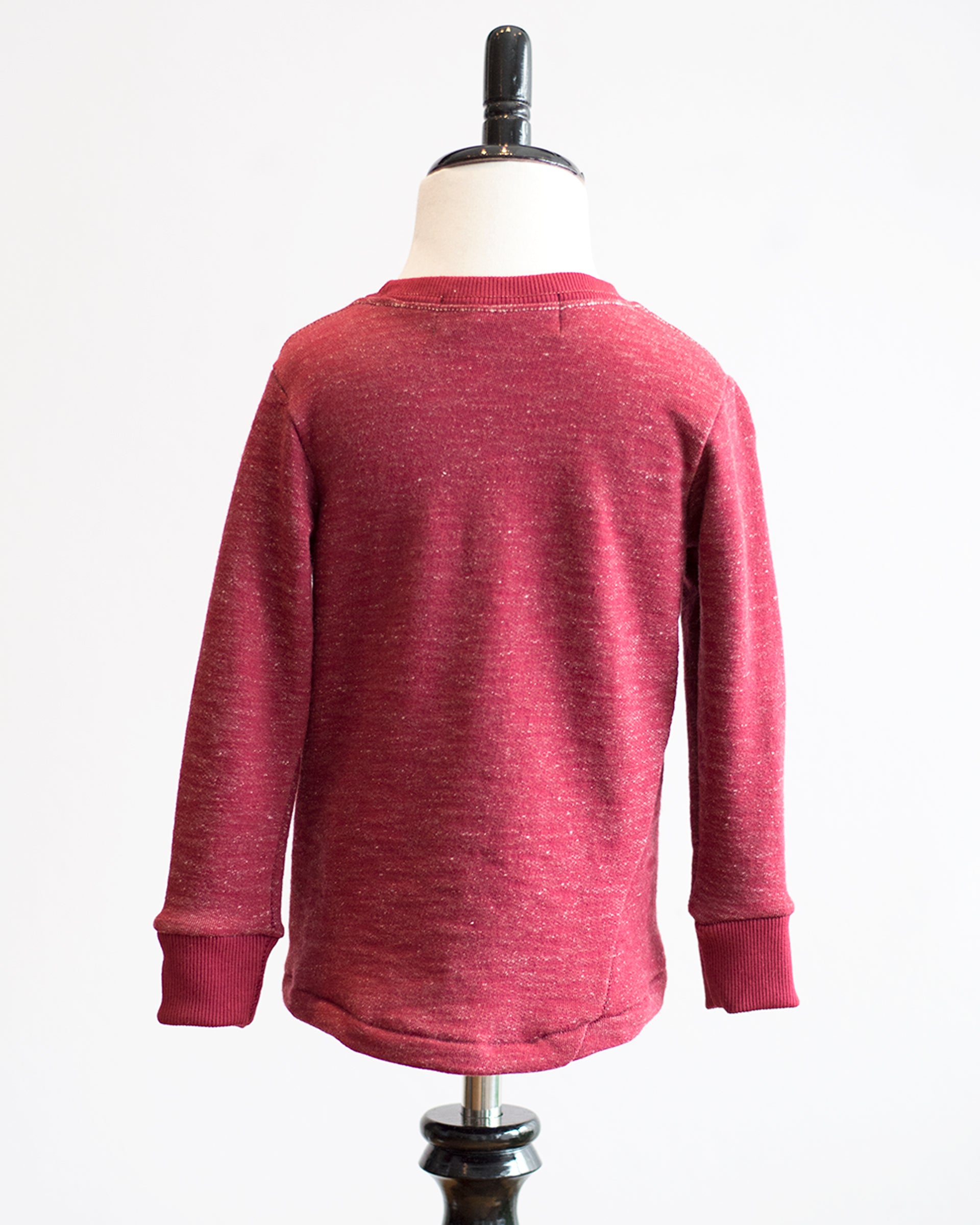 Kids Maroon French Terry Long Sleeve Shirt - back