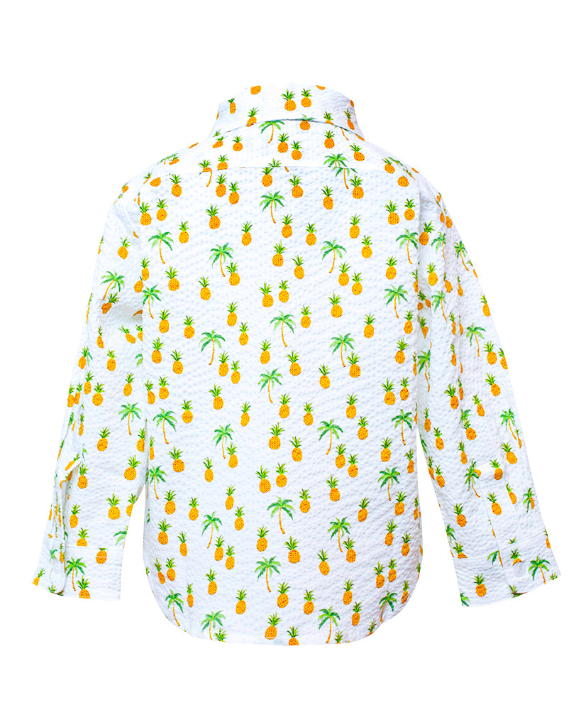 Long Sleeve Shirt | White Pineapples