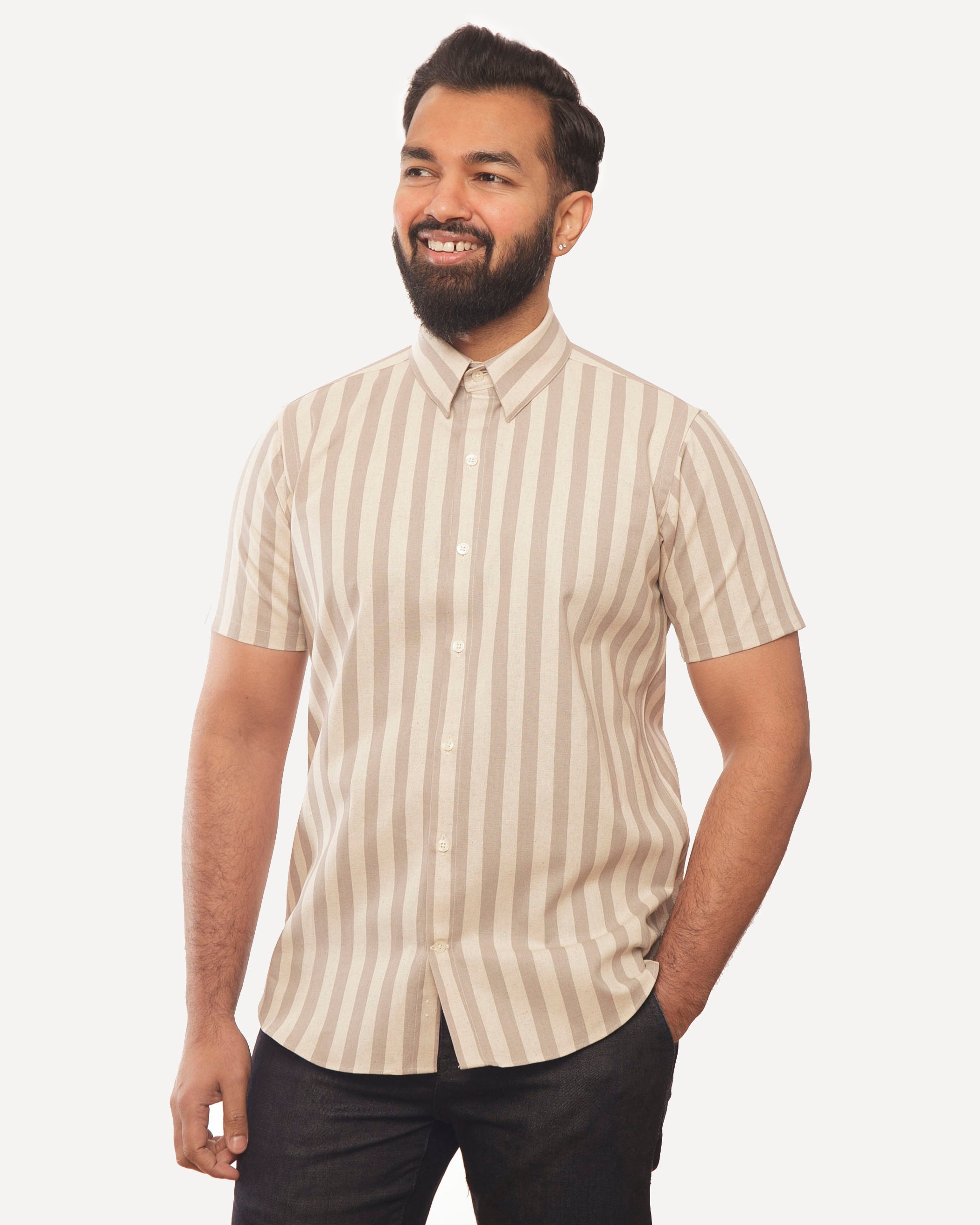 Short Sleeve Dylan Shirt | Tipsy Sailor Stripes (Grey)