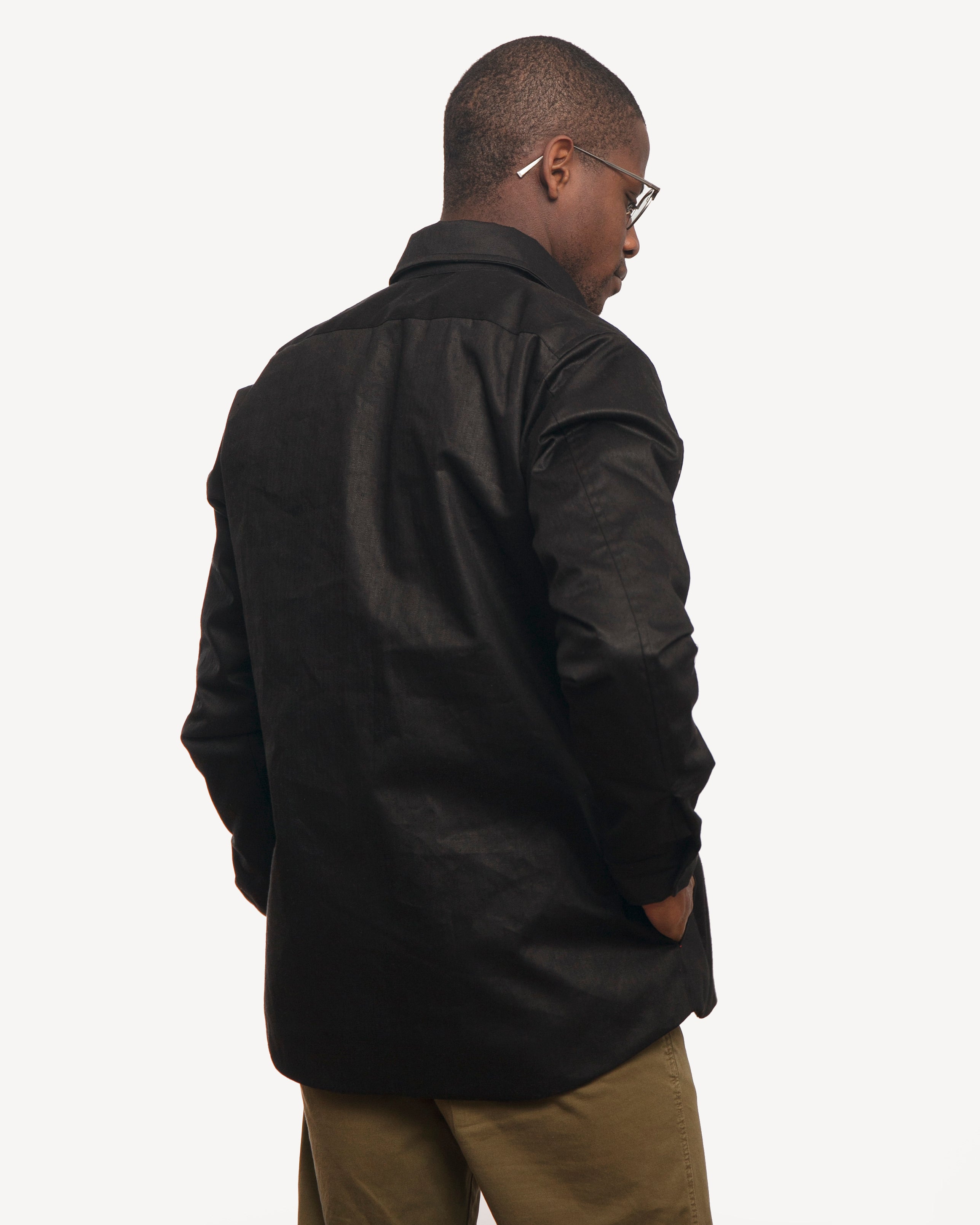 Weekender Jacket | Black Herringbone Hemp