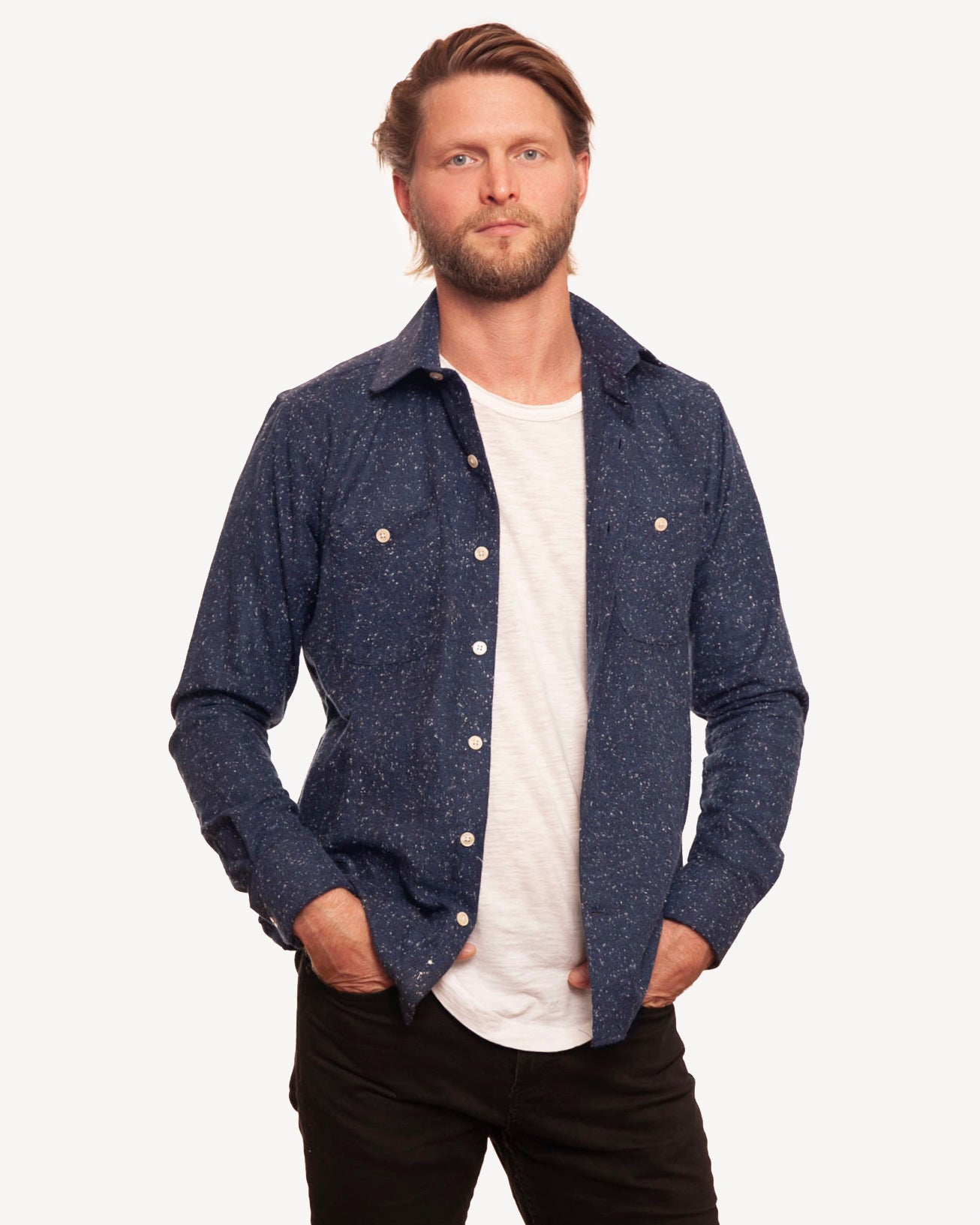 Woodsman Shirt | Navy Flecks Flannel