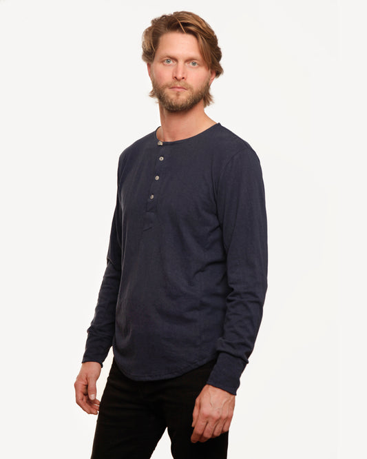 Made in Canada, Heritage Henley from 18 Waits — a Sustainable Men's clothing brand offering Vintage Inspired menswear and Rock and Roll Fashion. A refined Imogene and Willie alternative for those who value quality and character.