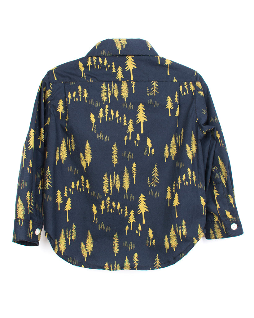 Kids Navy Gold Button Up Shirt | Hopper Hunter | Back