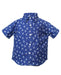 Kids Short Sleeve Button Up Shirt Indigo Floral Print - front