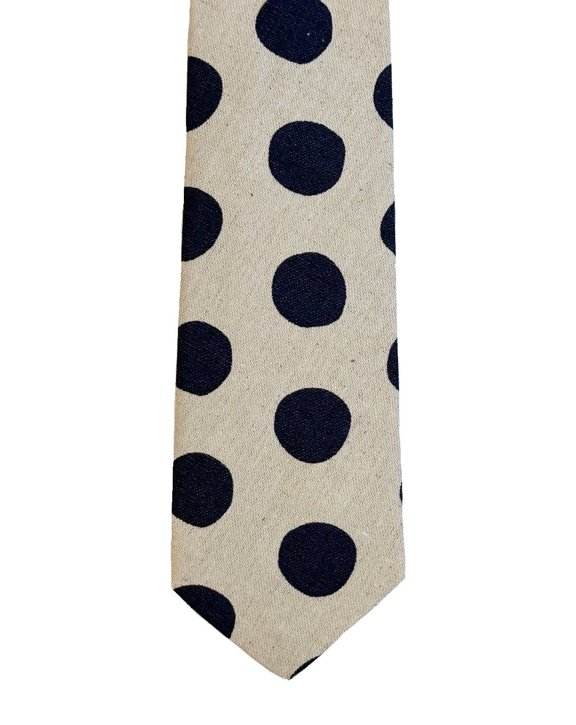 The Tie | Tipsy Linen Dots - Natural Navy