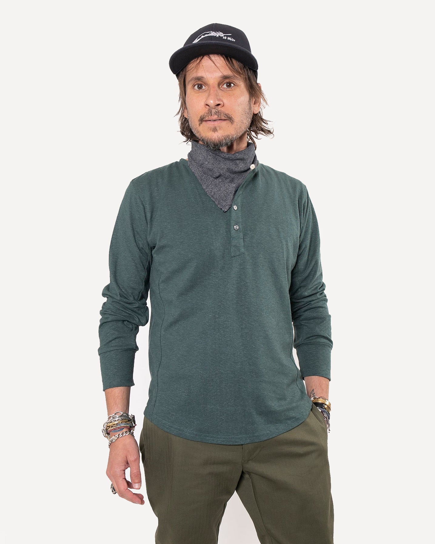 Made in Canada Heritage Henley from 18 Waits — a Sustainable Men's clothing brand offering Vintage Inspired menswear and Rock and Roll Fashion.