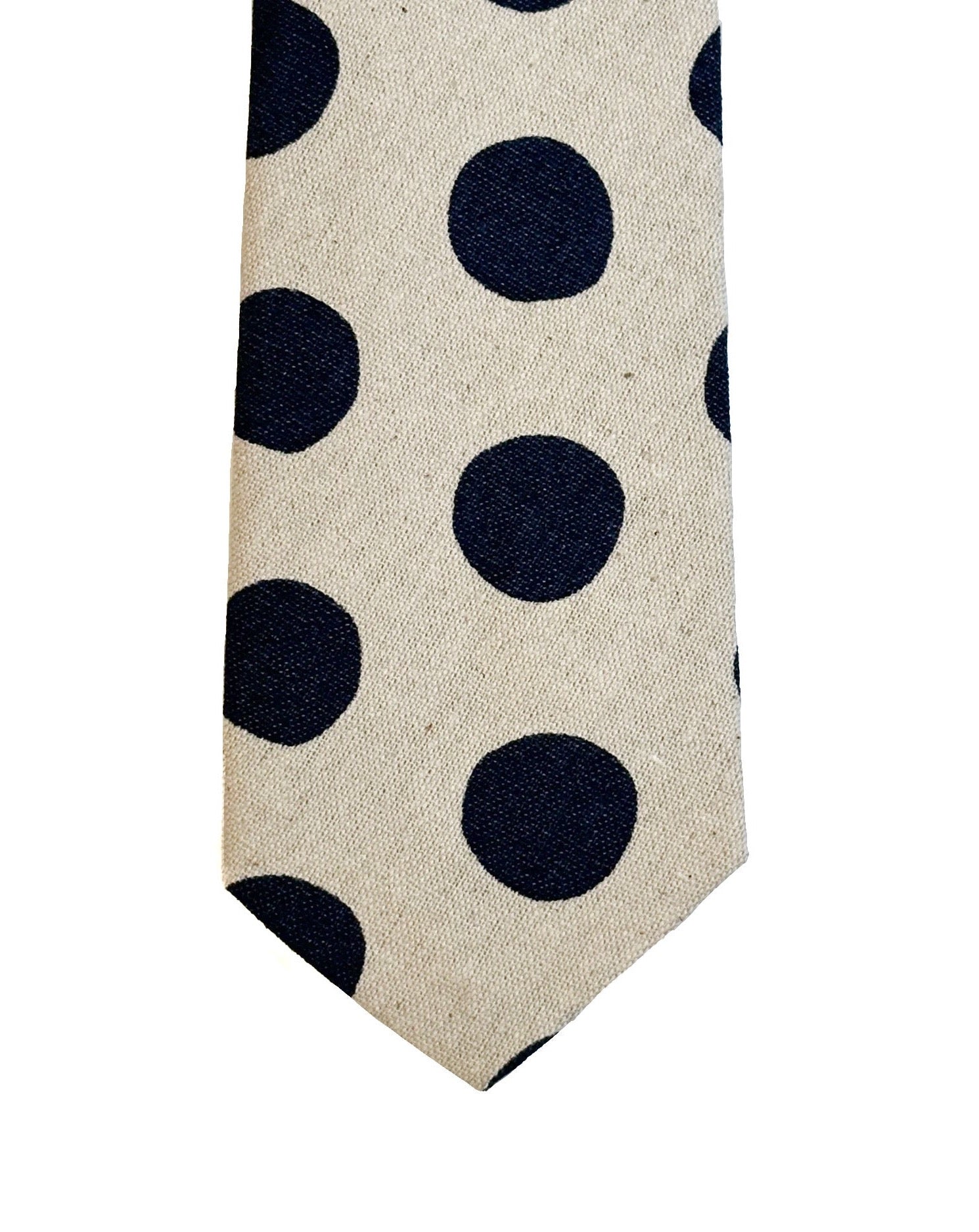 ネクタイ Linnen Cotton Random Spot Tie The Tie | Tipsy Linen Dots - Natural Navy | 18 Waits