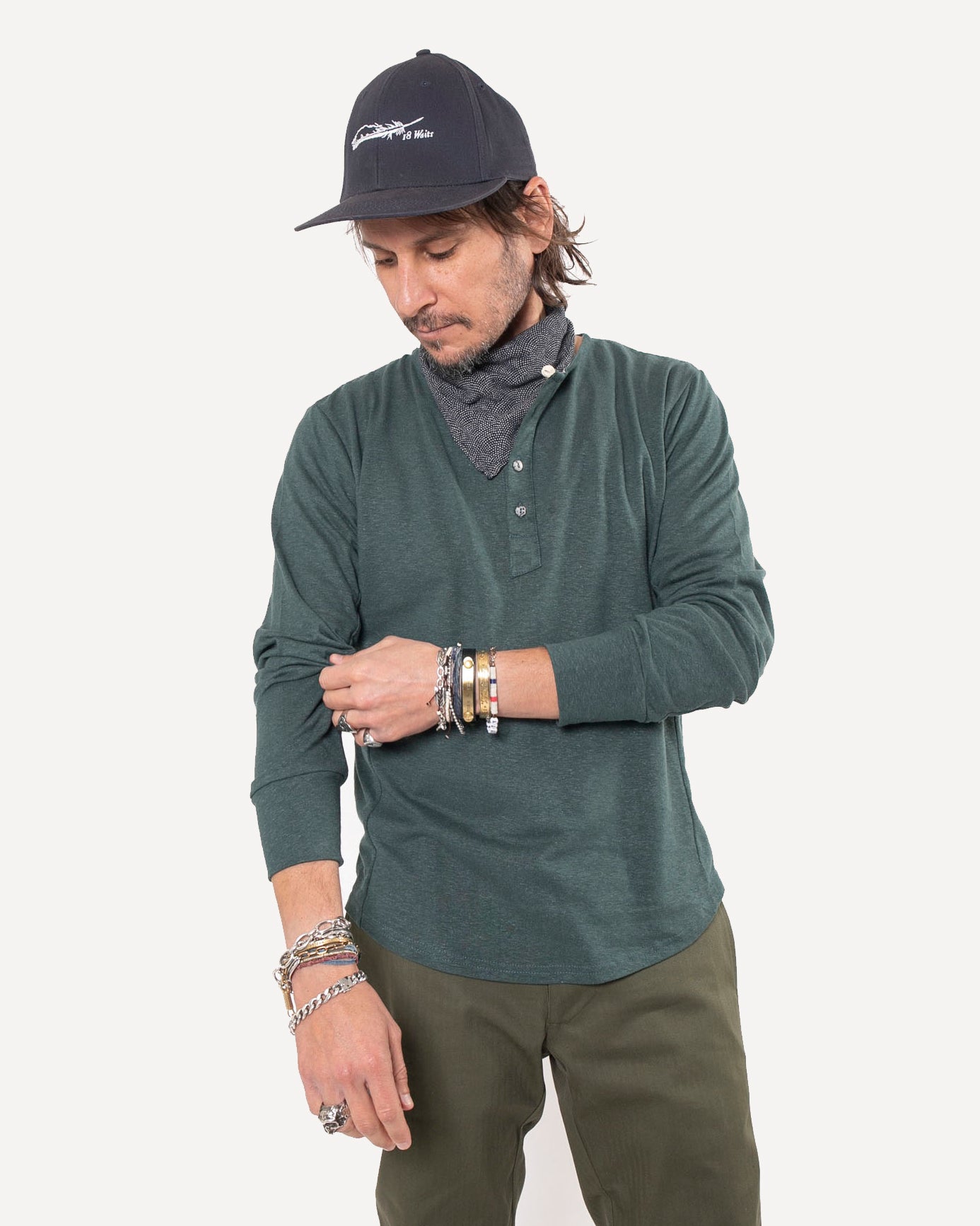 Made in Canada Heritage Henley from 18 Waits — a Sustainable Men's clothing brand offering Vintage Inspired menswear and Rock and Roll Fashion.