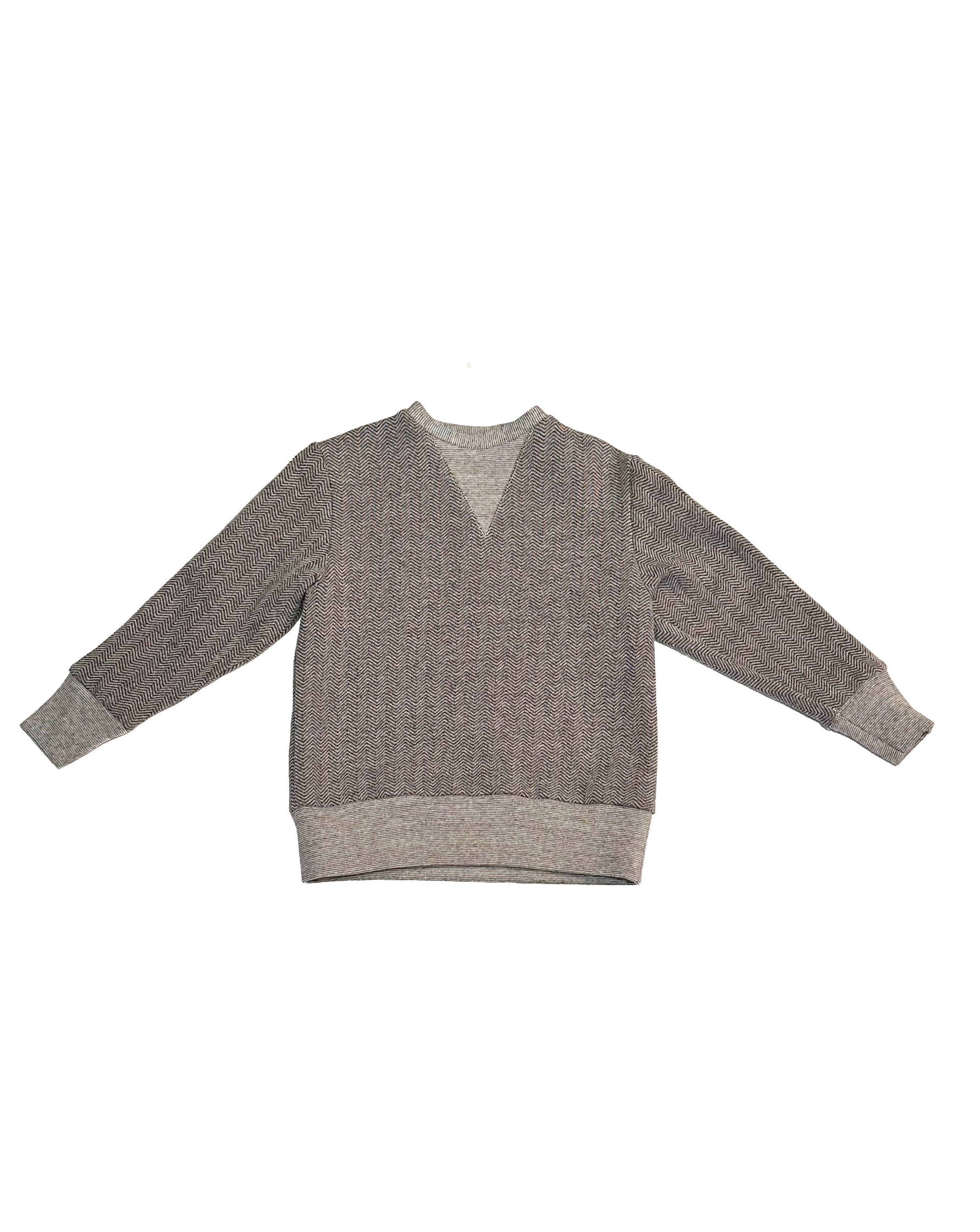 Crew Sweater | Grey Herringbone