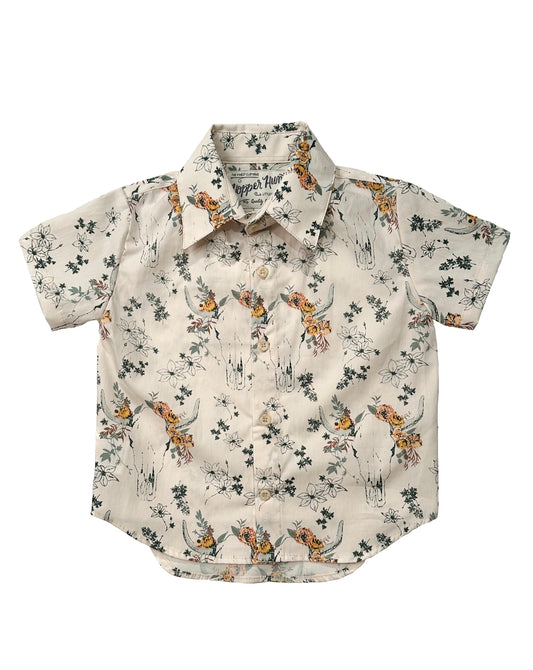 Made in Canada, Kids short sleeve shirt from 18 Waits — a Sustainable Men's clothing brand offering Vintage Inspired menswear and Rock and Roll Fashion. A refined Imogene and Willie alternative for those who value quality and character.