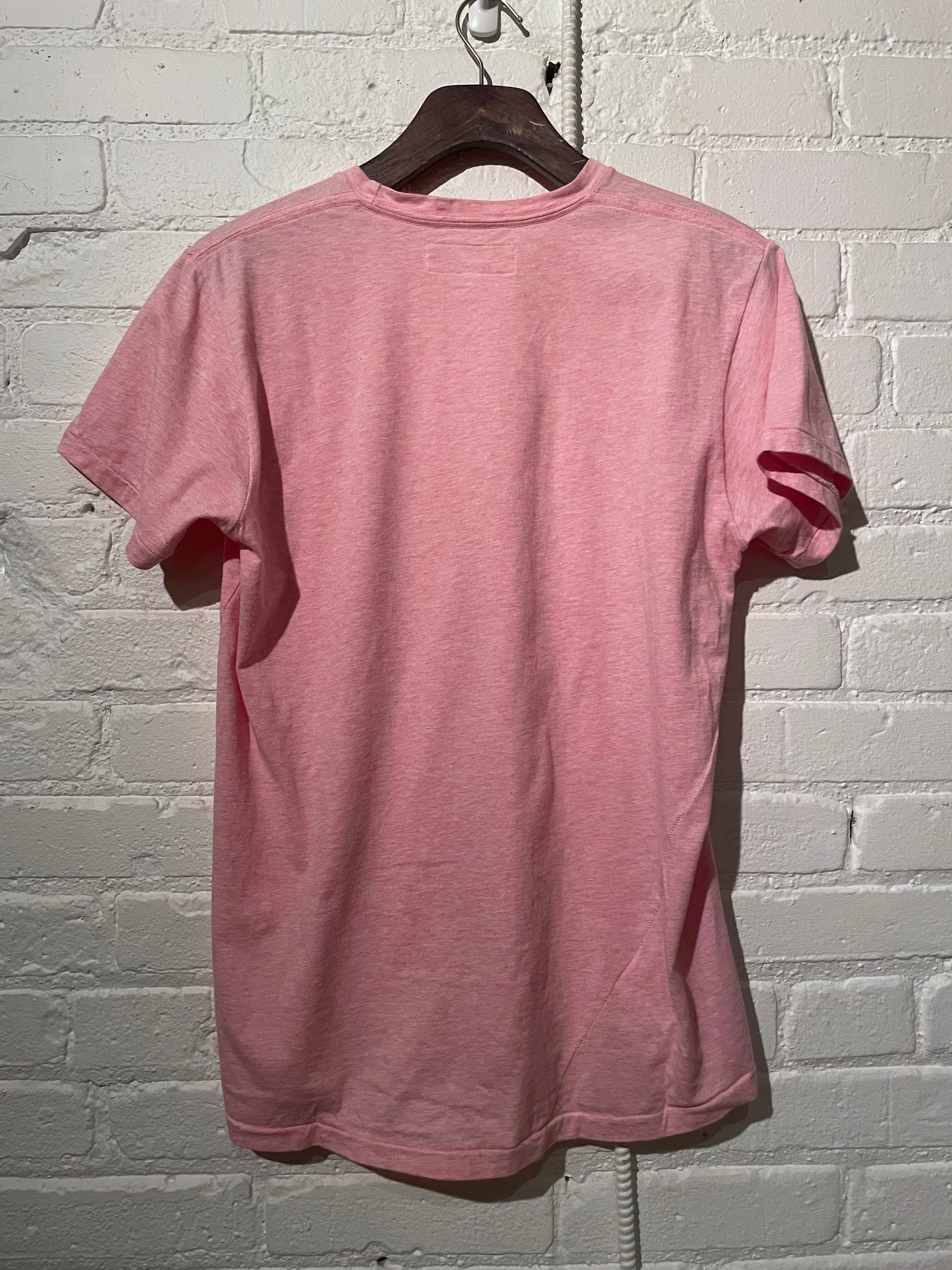 Made in Canada, the Pink Vintage Short Tee from 18 Waits, a sustainable menswear brand known for vintage-inspired style and rock and roll fashion—an Imogene and Willie alternative focused on quality and character.