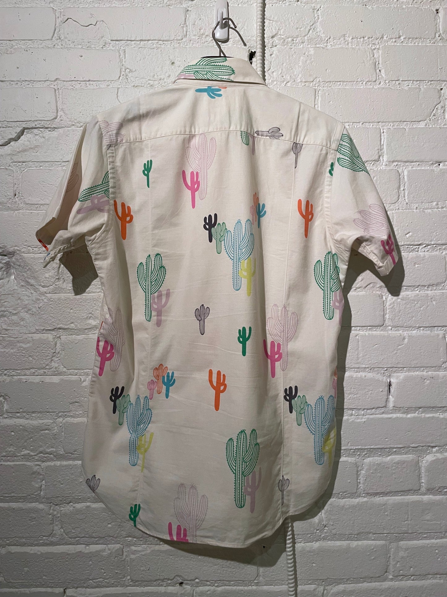 Made in Canada, the Rainbow Cactus Vintage Short Sleeve Dylan  from 18 Waits, a sustainable menswear brand known for vintage-inspired style and rock and roll fashion—an Imogene and Willie alternative focused on quality and character.