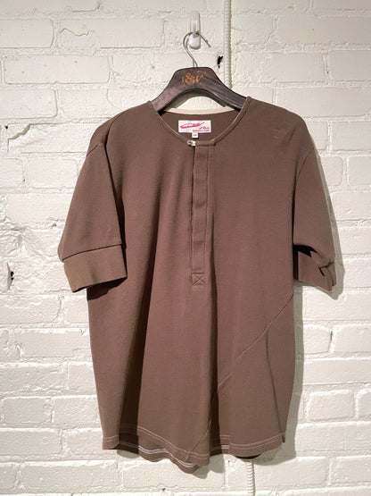 Vintage Hitchhiker Henley | Khaki Micro Waffle