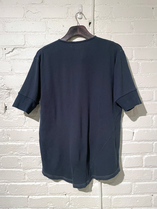 Vintage Hitchhiker Henley | Organic Ultramarine Micro Waffle
