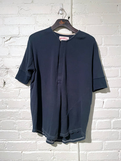 Vintage Hitchhiker Henley | Organic Ultramarine Micro Waffle