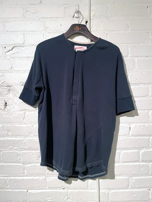 Vintage Hitchhiker Henley | Organic Ultramarine Micro Waffle