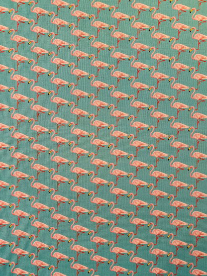 Fabric | Teal Flamingos Cotton