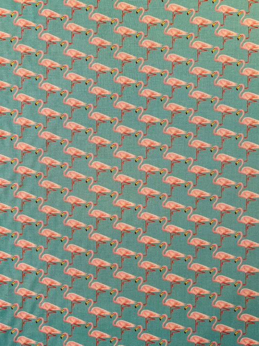 Fabric | Teal Flamingos Cotton