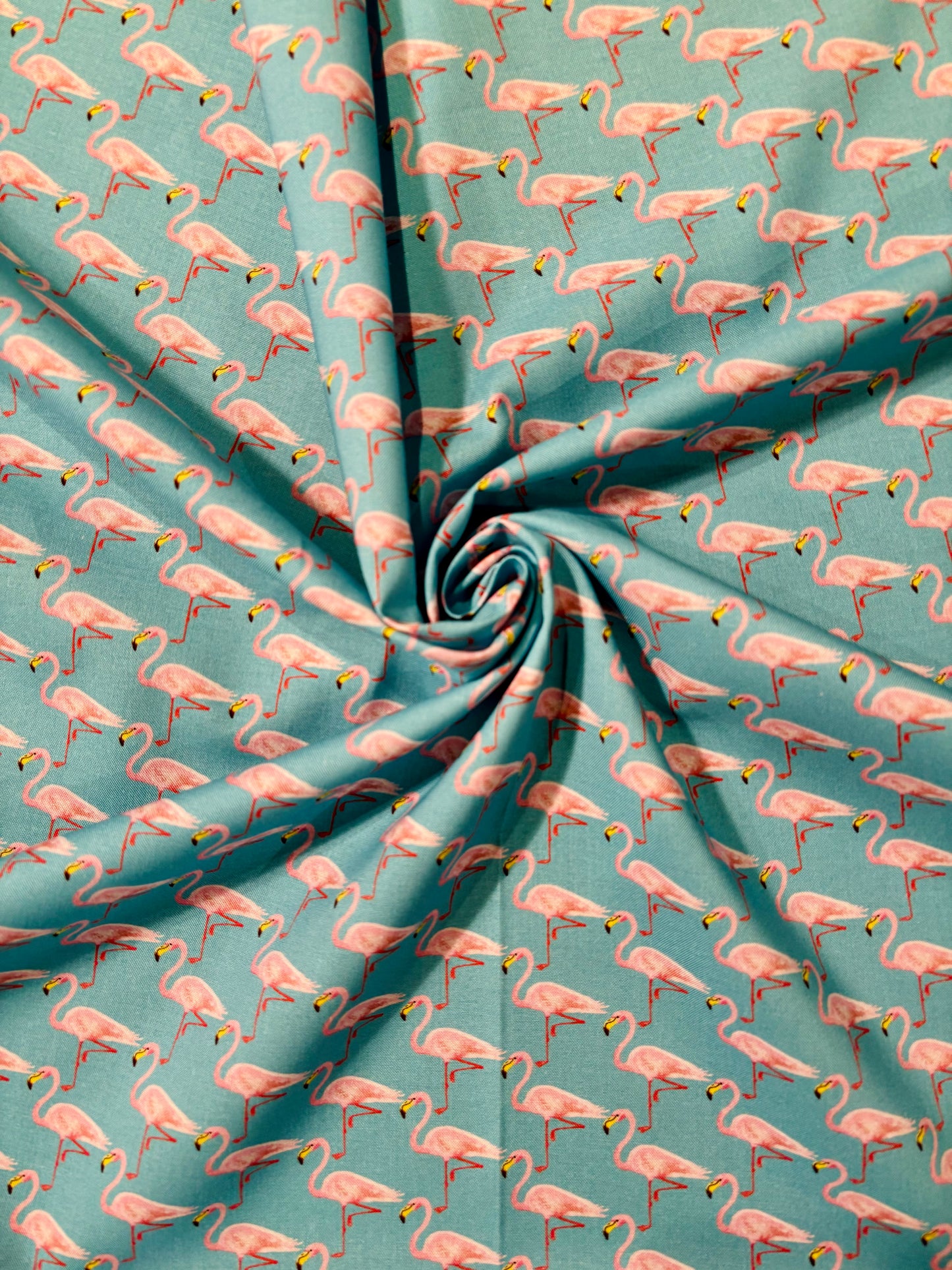 Fabric | Teal Flamingos Cotton
