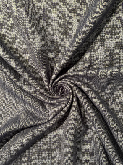 Fabric | Navy/White Herringbone Cotton Flannel