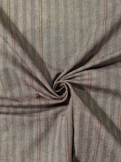 Fabric | Black Herringbone/Red Stripe Denim