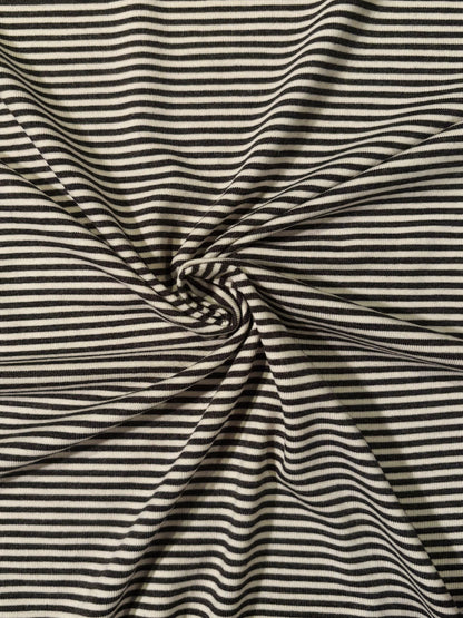 Fabric | Charcoal/White Stripe Jersey Knit