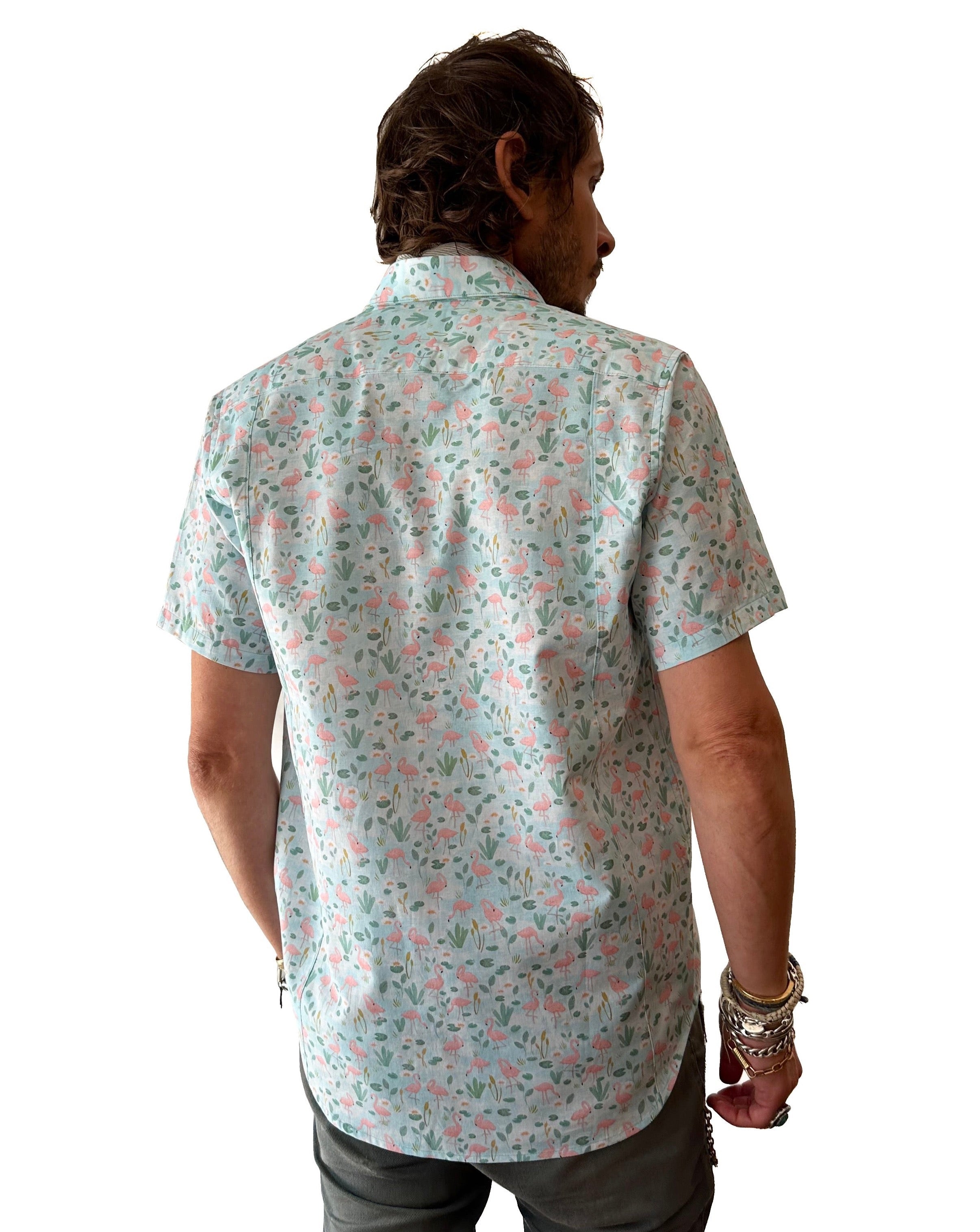 Short Sleeve Dylan Shirt | Flamingos