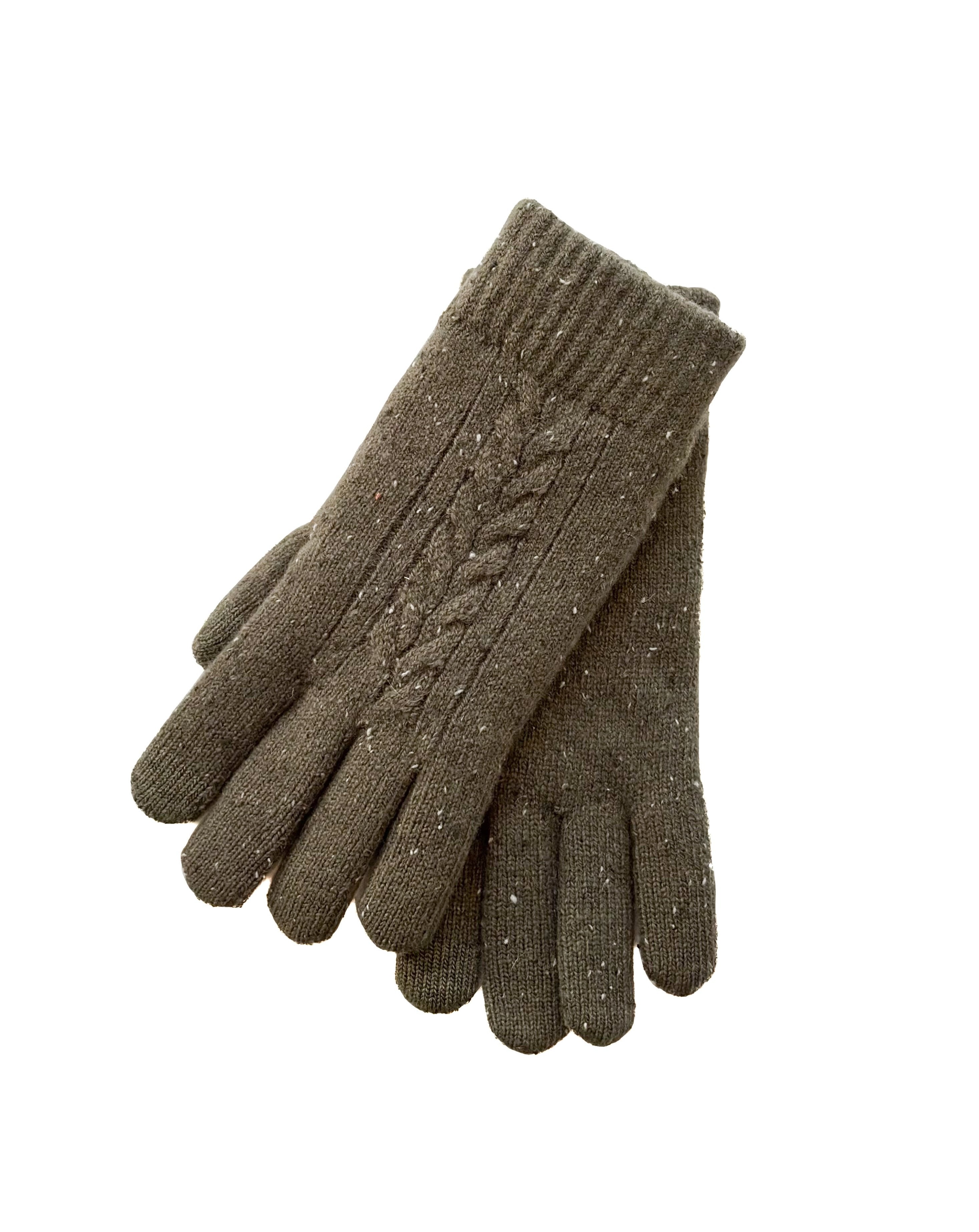 Dents | Speckled Cable Knit Glove | Olive