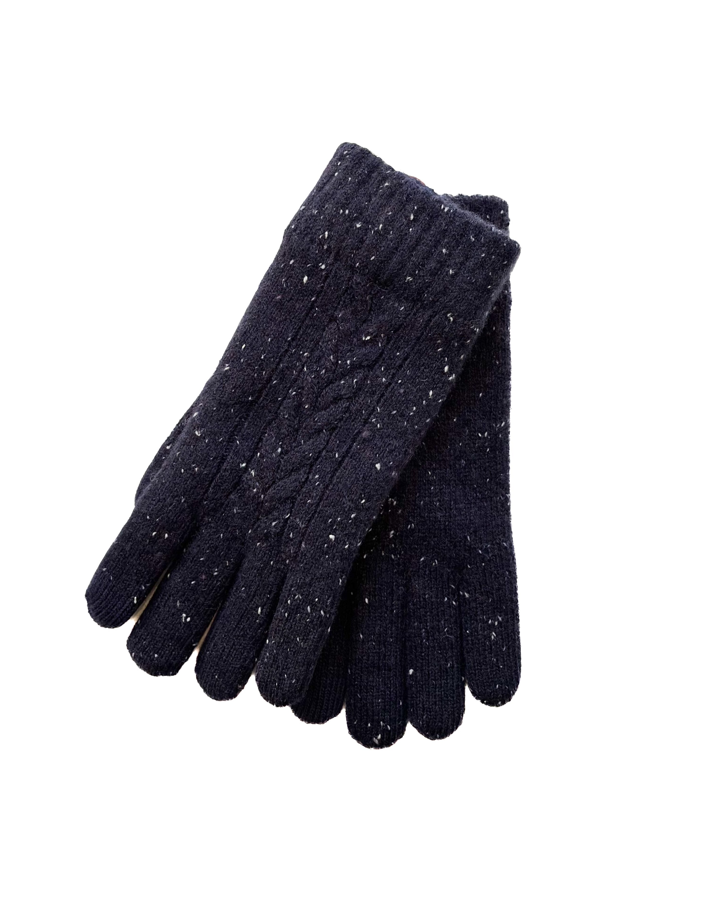 Dents | Speckled Cable Knit Glove | Navy