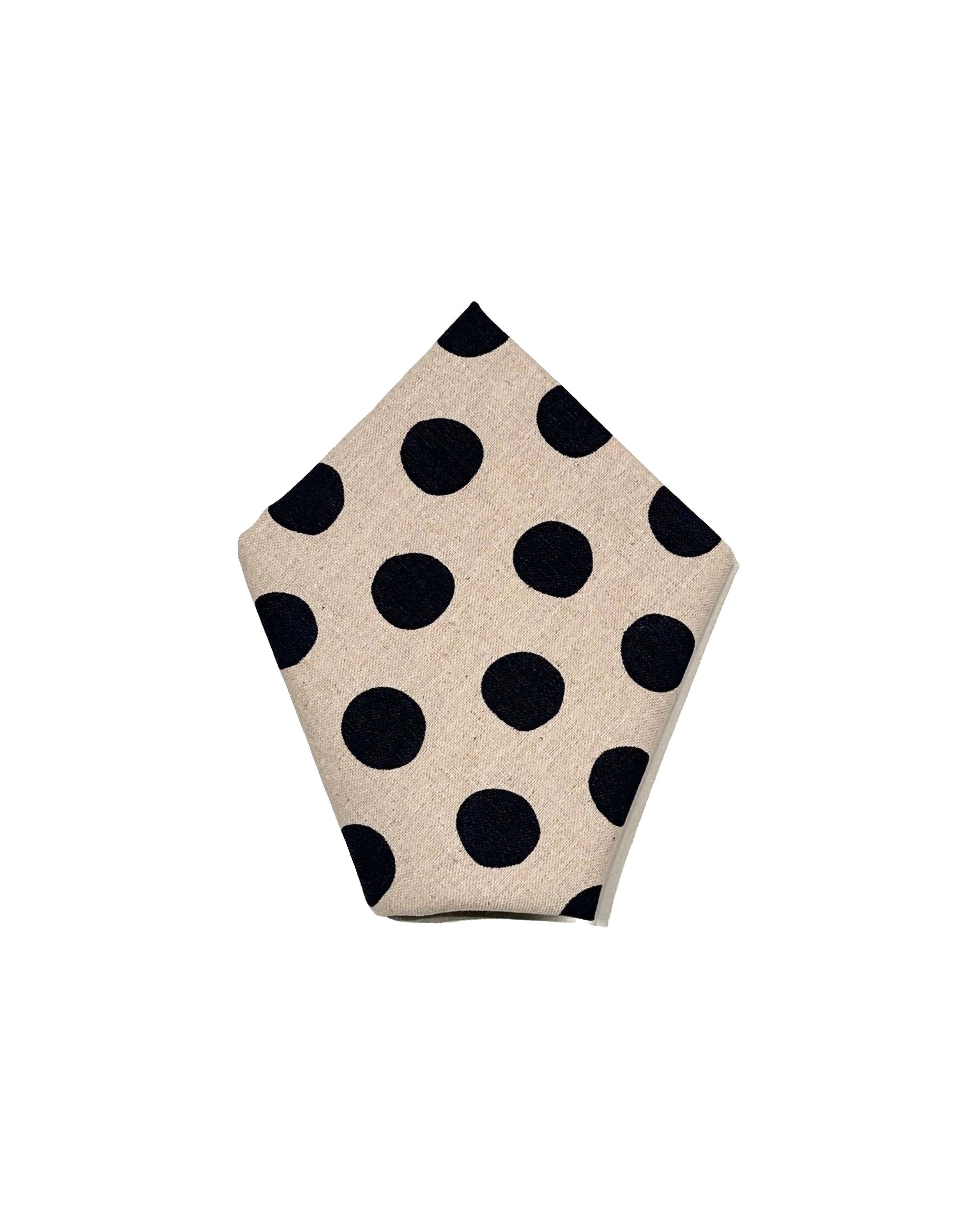 Pocket Square | Tipsy Linen Dots - Natural Navy
