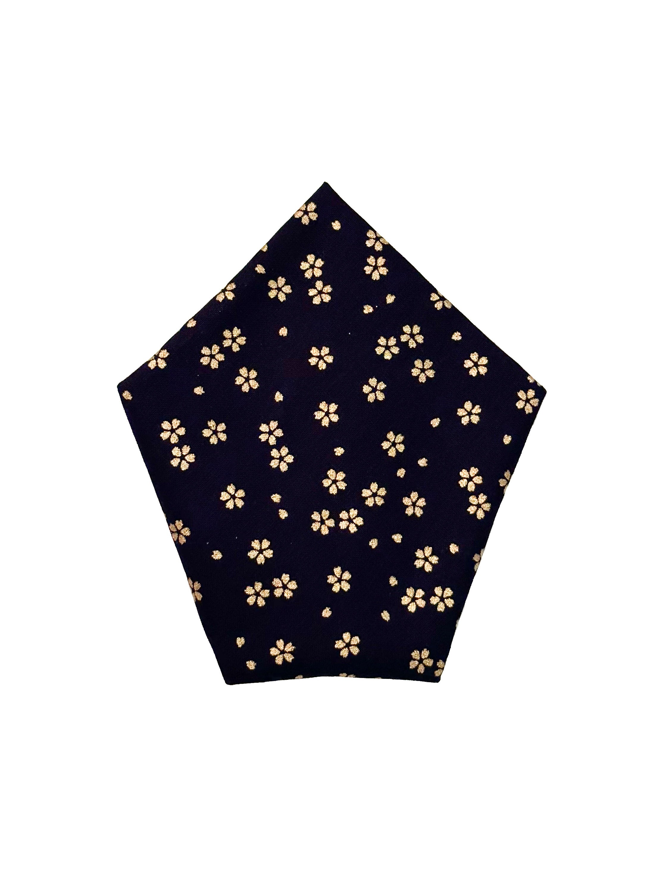 Pocket Square | Indigo Golden Flowers