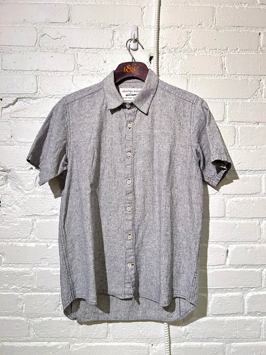 Vintage Short Sleeve Dylan | Indigo Linen Hatches