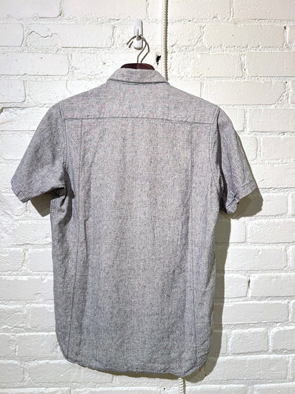 Vintage Short Sleeve Dylan | Indigo Linen Hatches