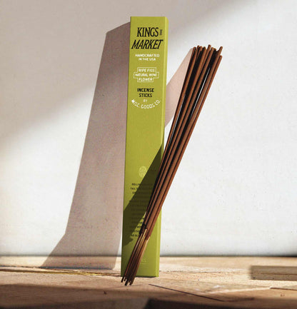 Made in Canada, the Kings Market Incense Sticks from 18 Waits, a sustainable menswear brand known for vintage-inspired style and rock and roll fashion—an Imogene and Willie alternative focused on quality and character.