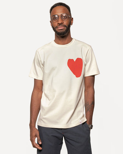 Classic Fit Graphic T-Shirt | Red Heart on Natural