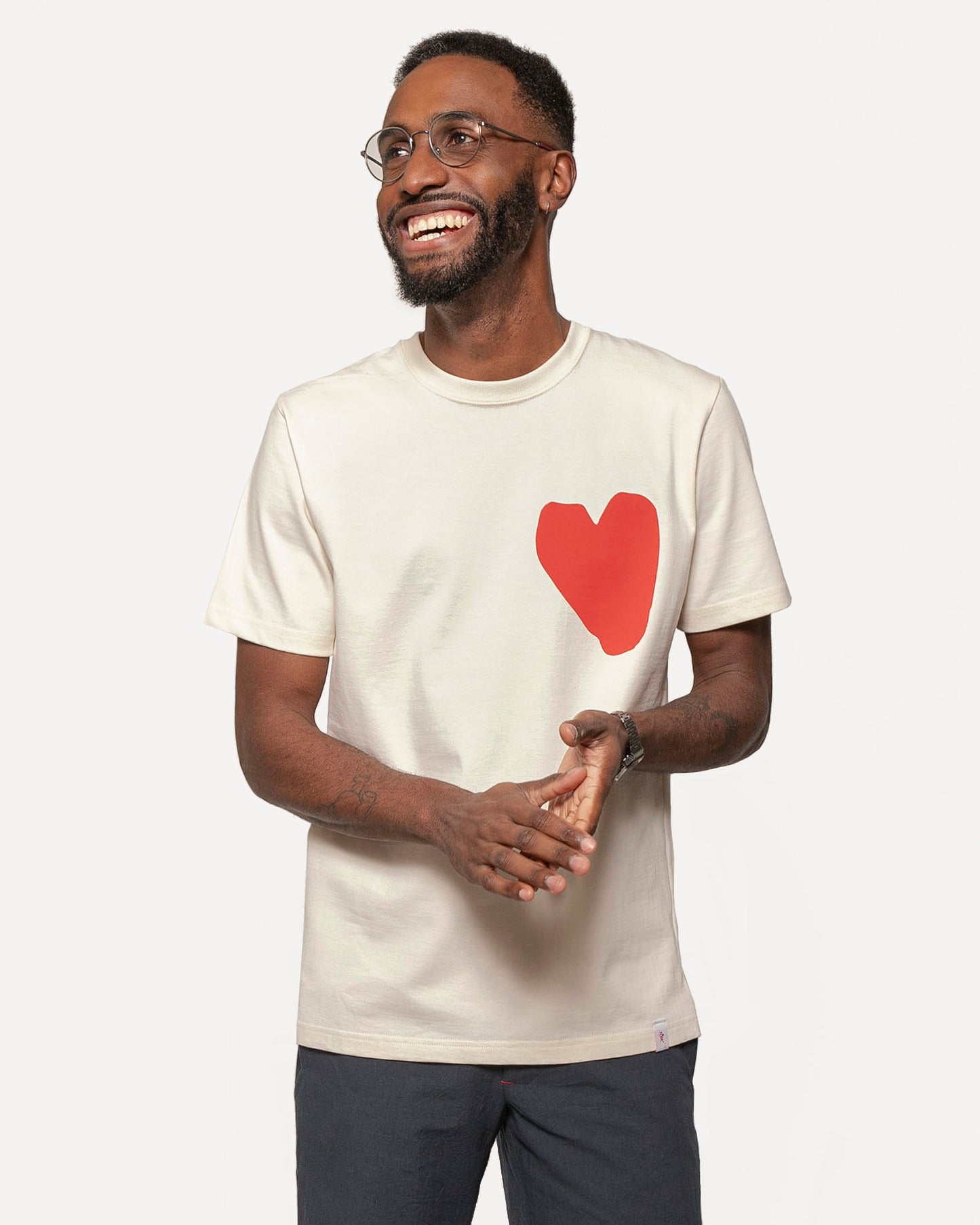 Classic Fit Graphic T-Shirt | Red Heart on Natural