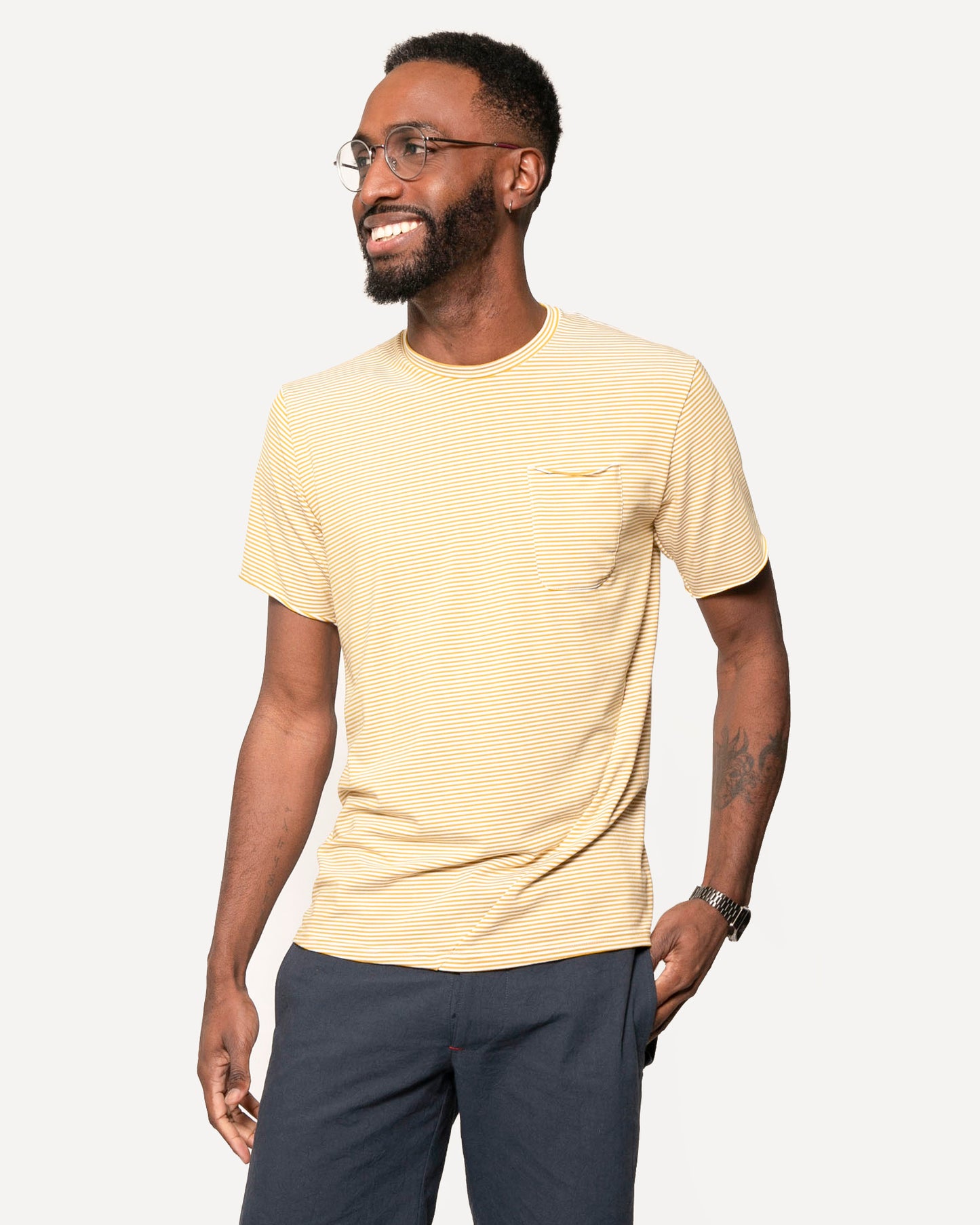 Short Sleeve Pocket Tee | Sunburst Stripes