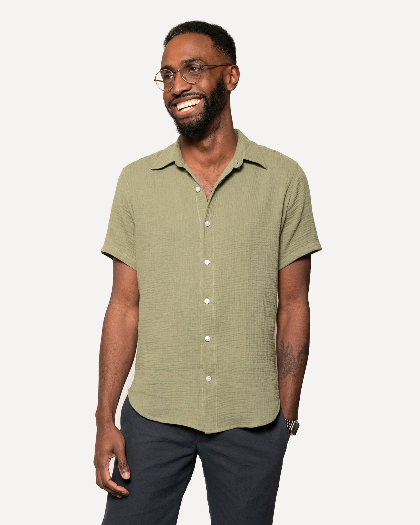 Short Sleeve Dylan | Sage Double Gauze