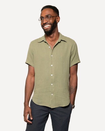 Short Sleeve Dylan | Sage Double Gauze