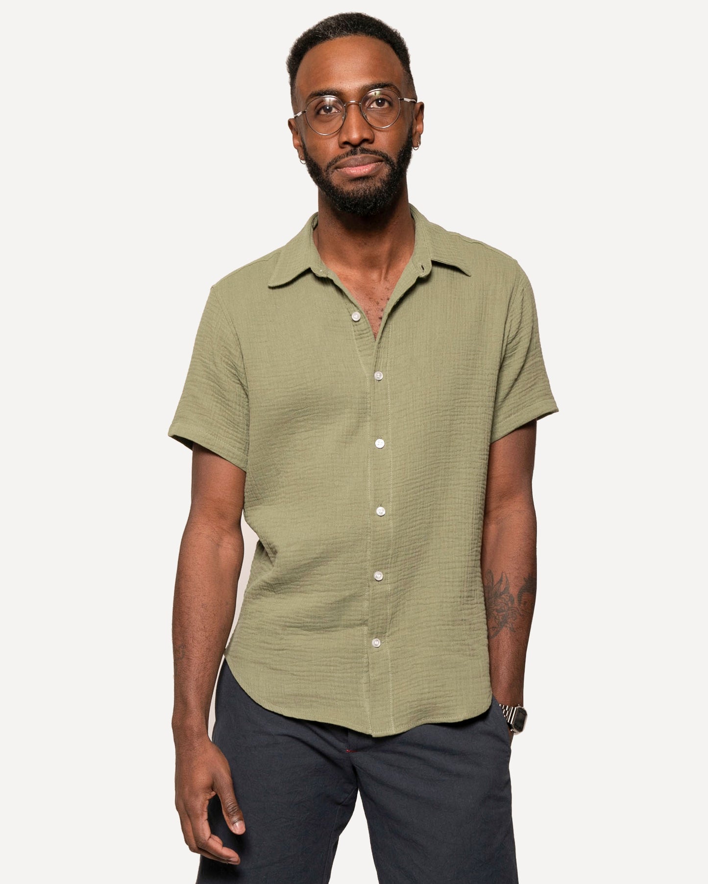 Short Sleeve Dylan | Sage Double Gauze