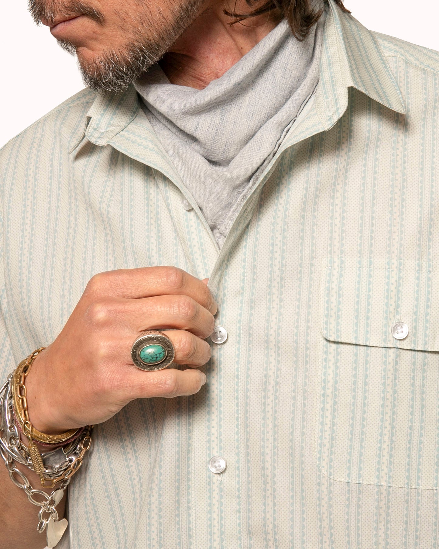 Short Sleeve Neuwirth | Vintage Teal Stripes
