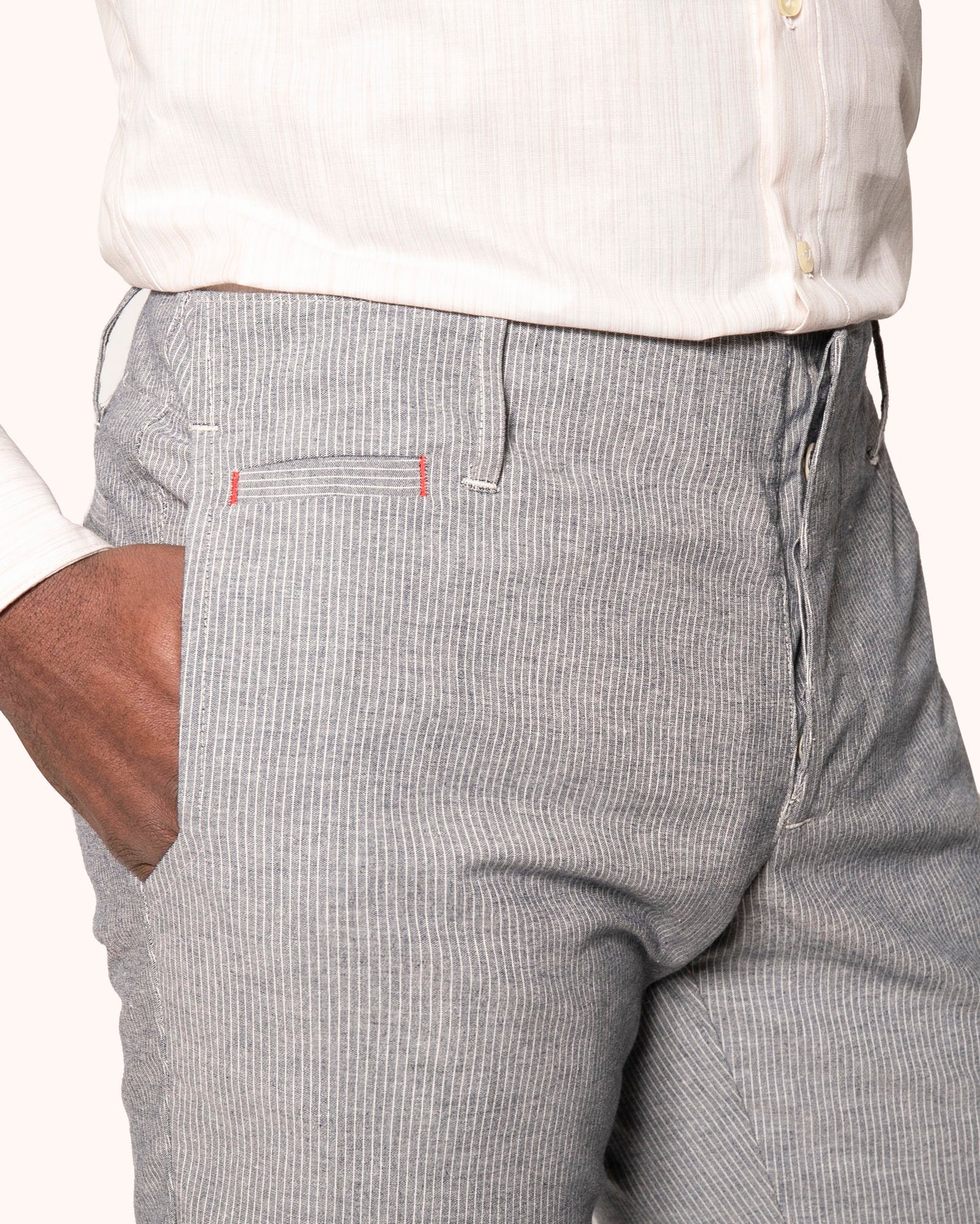 Signature Trouser | Pinstripe Chambray