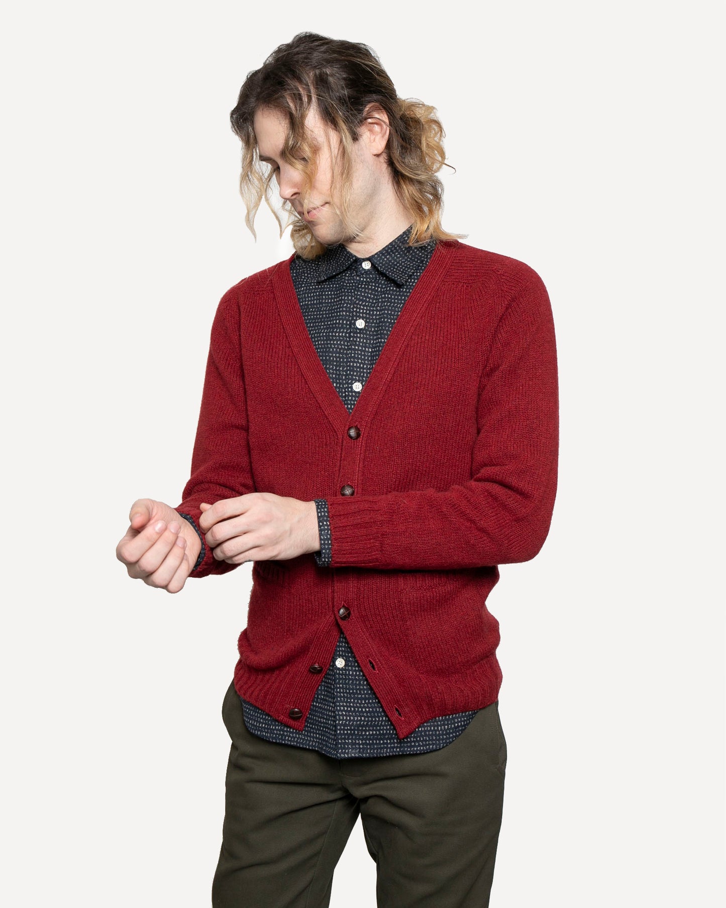 Made in Canada The Highland V Cardigan from 18 Waits — a Sustainable Men's clothing brand offering Vintage Inspired menswear and Rock and Roll Fashion.