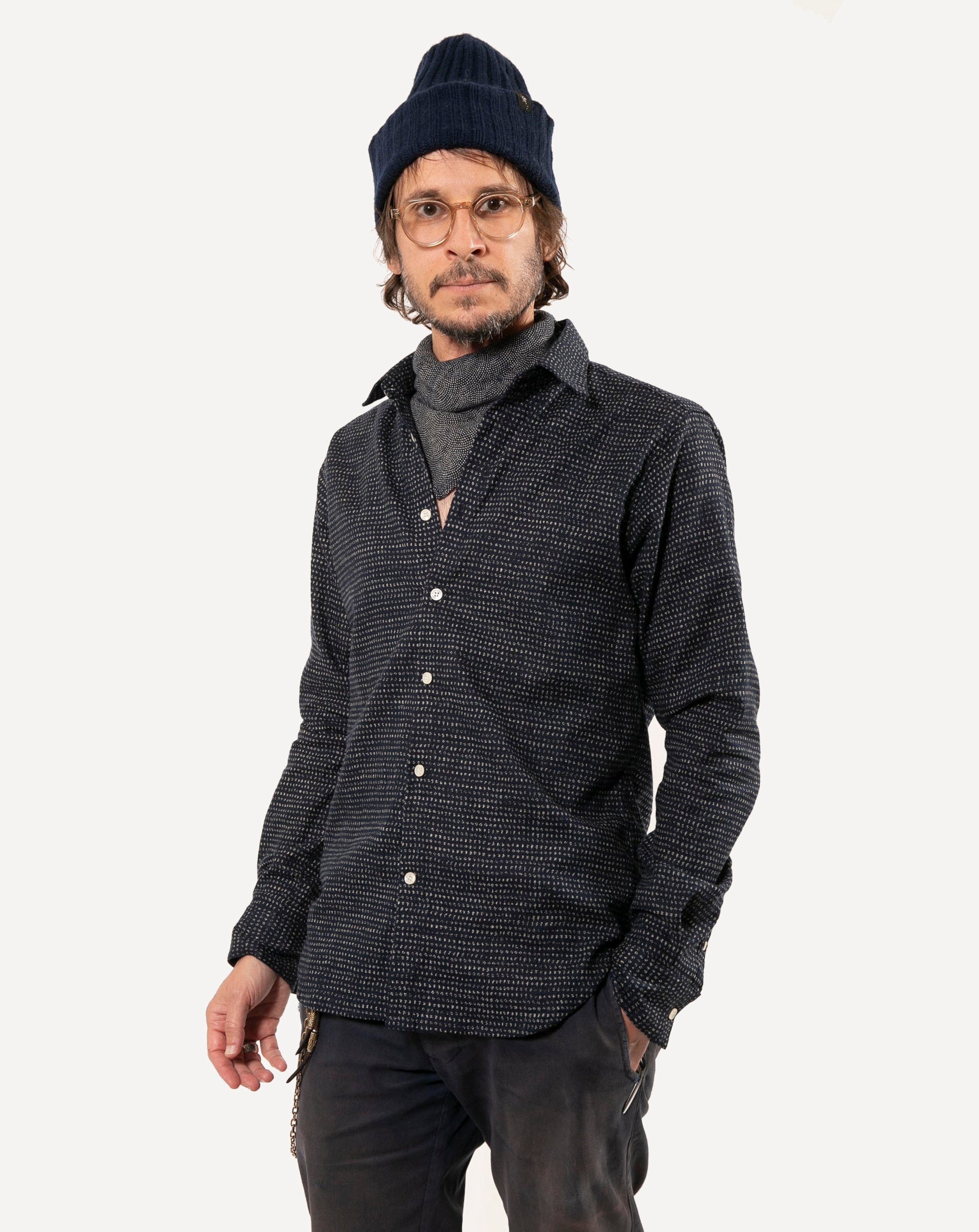 Long Sleeve Dylan Shirt | Indigo Spots