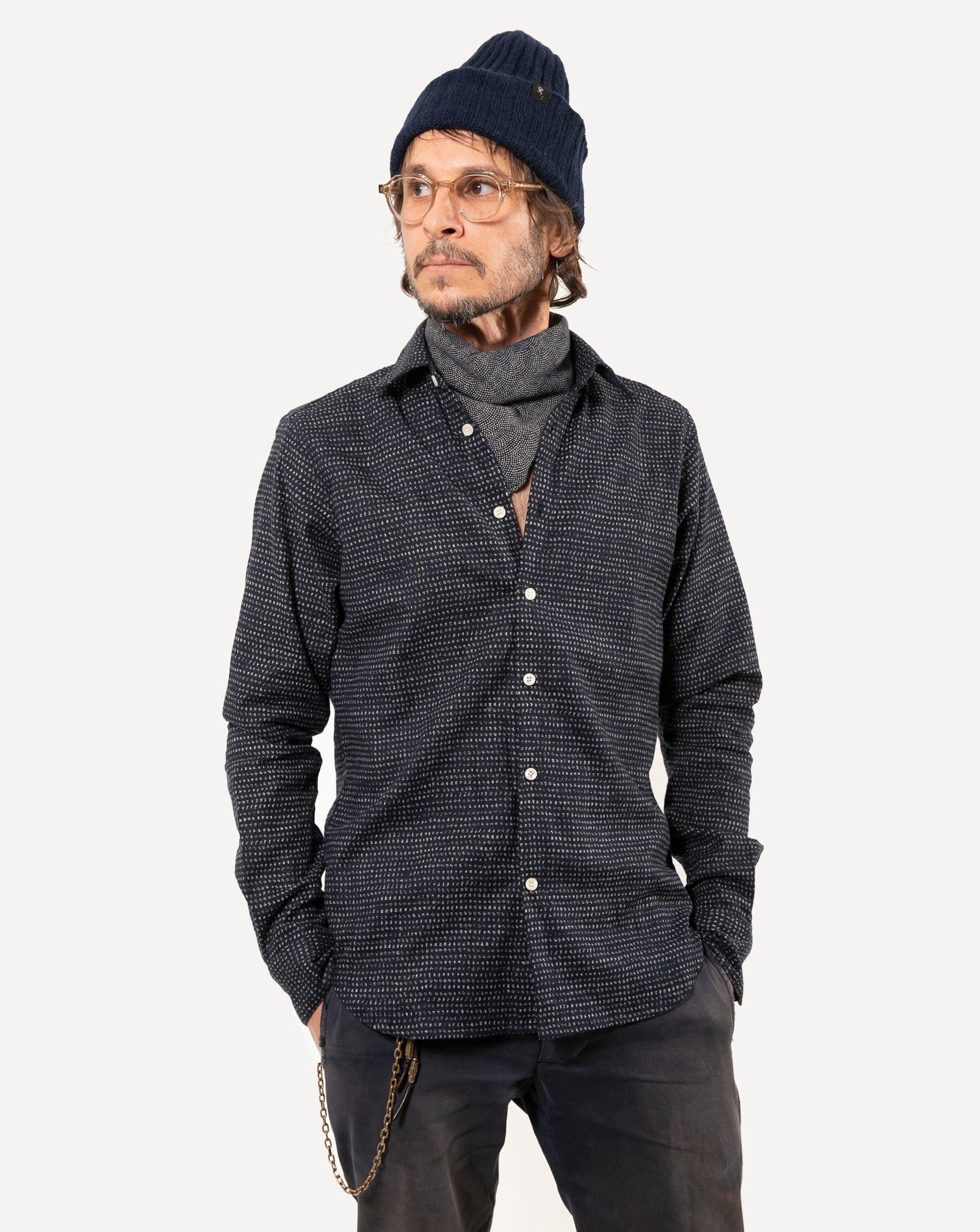 Long Sleeve Dylan Shirt | Indigo Spots