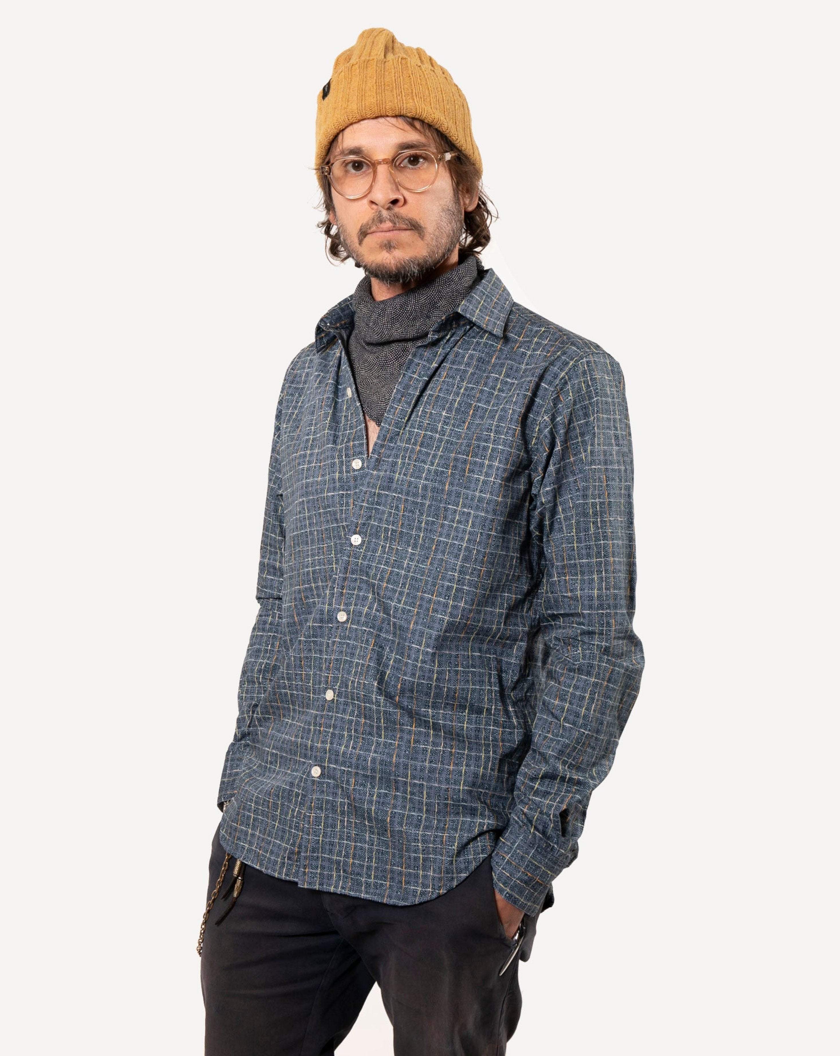 Long Sleeve Dylan Shirt | Tweed Indigo