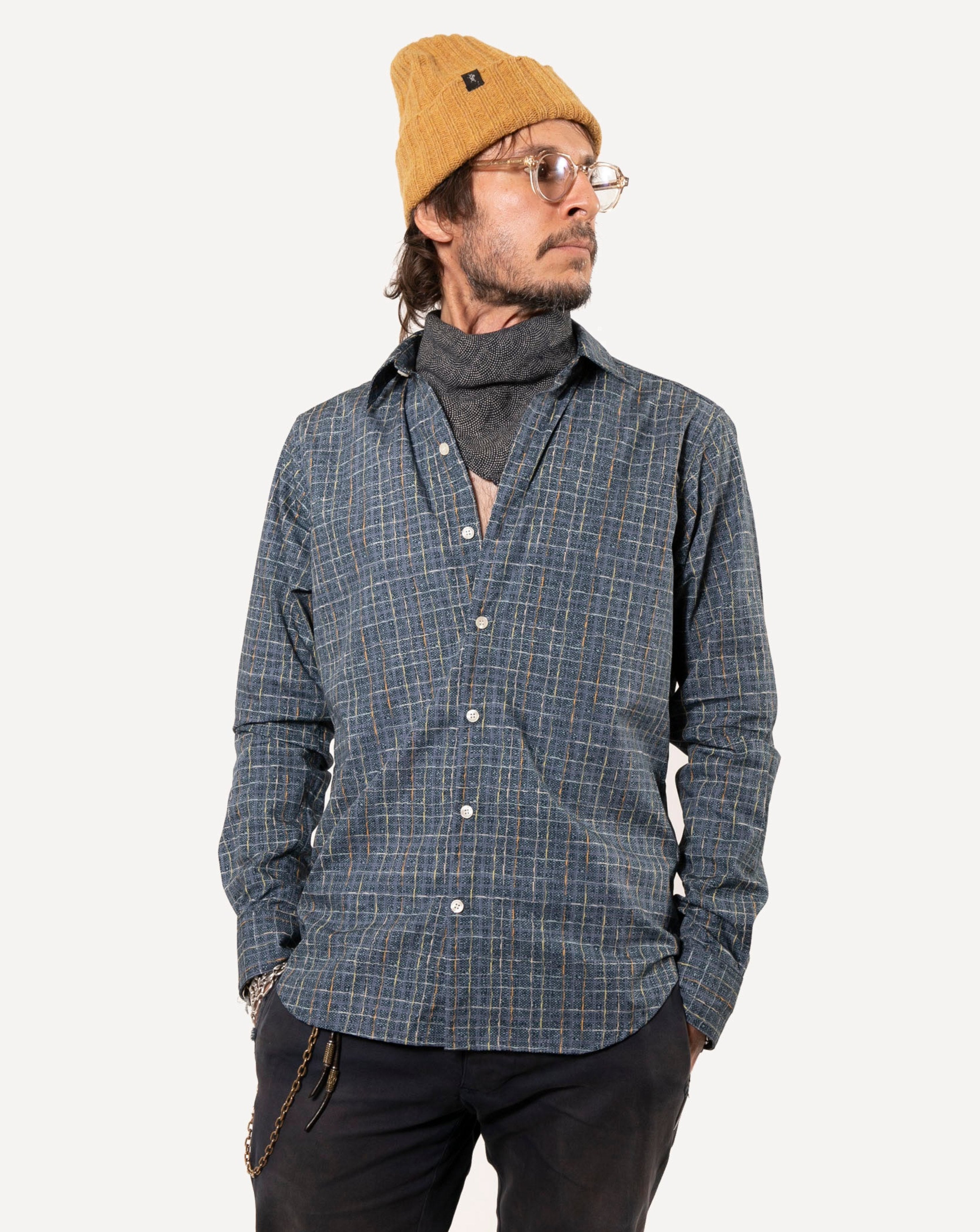 Long Sleeve Dylan Shirt | Tweed Indigo